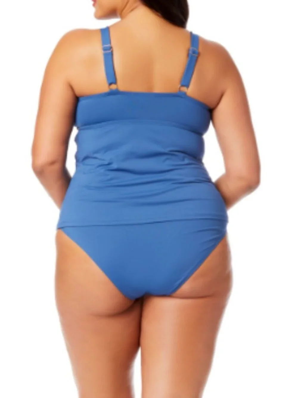 Anne Cole Plus Size Shirred Tankini Top Blue Size 20W 11967